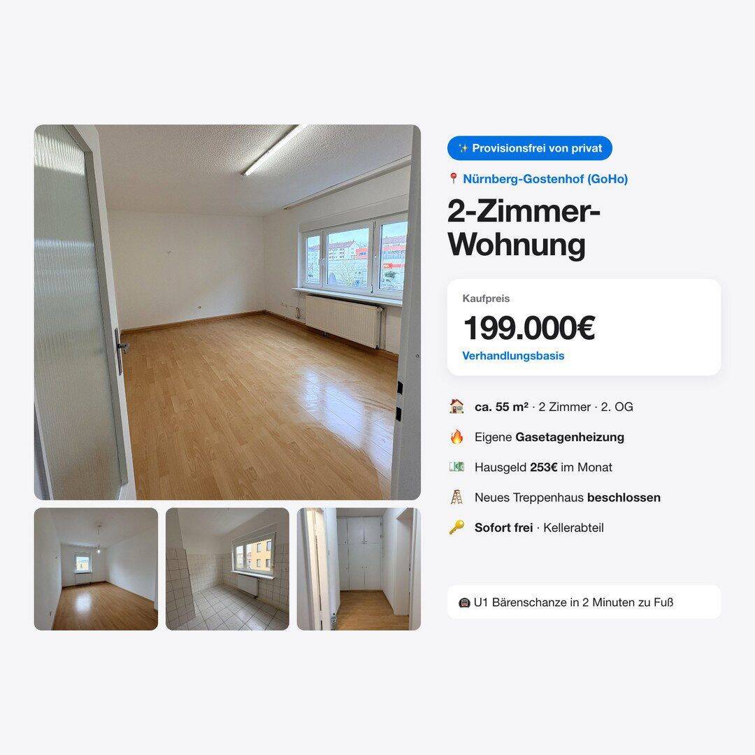 Provisionsfrei & sofort frei in Gostenhof: 2 Min zur U1 Bärenschanze, 90429 Nürnberg