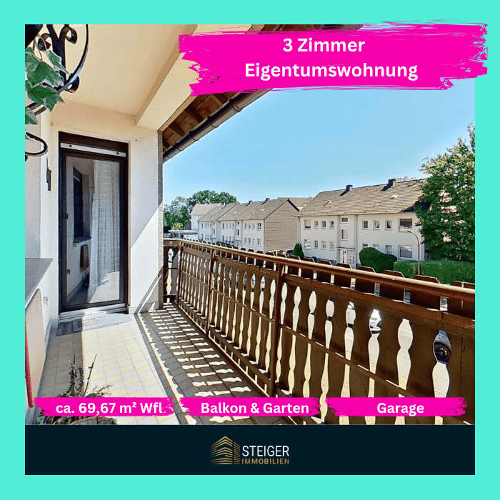 Wohnen im Grünen: 3 Zimmer mit Balkon, Garage & eigenem Garten, 45663 Recklinghausen