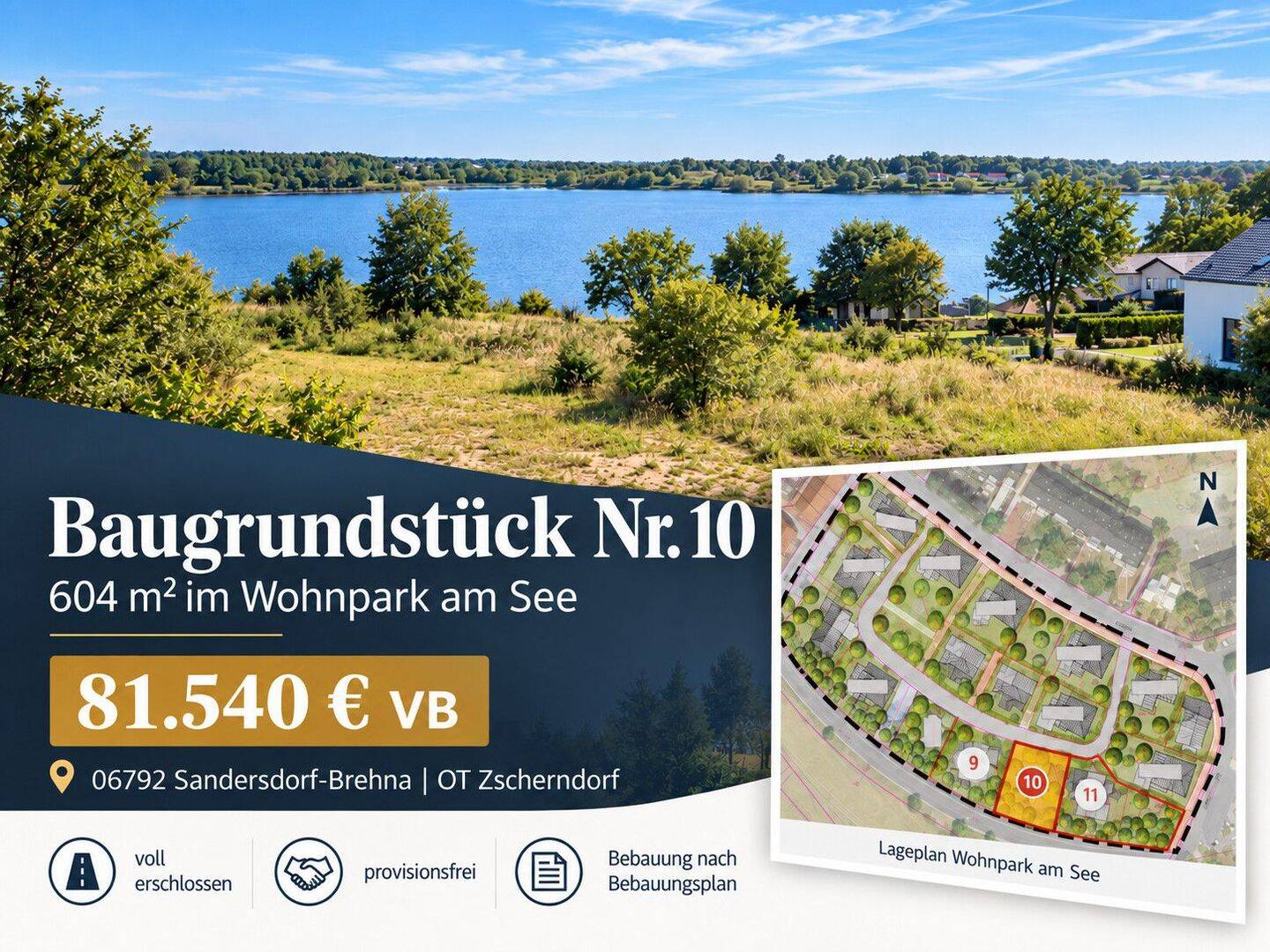 604 m² Baugrundstück im Wohnpark am See – Zscherndorf, 6794 Sandersdorf-Brehna