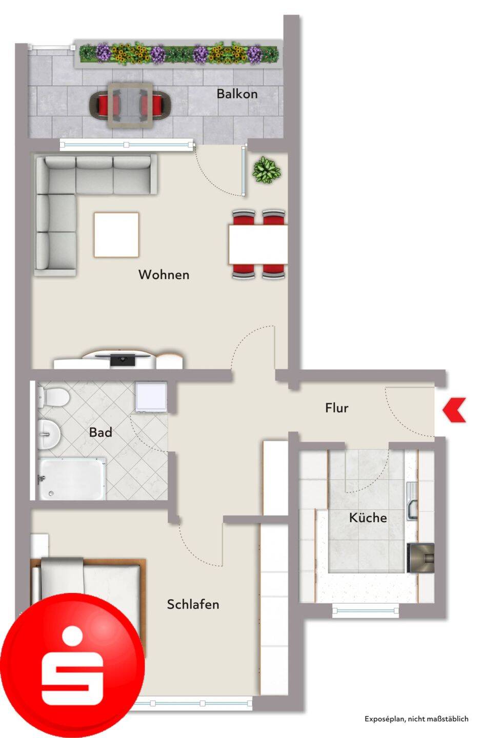 2-Zimmer-Wohnung in 97616 Bad Neustadt a. d. Saale – St.-Bruno-Straße, 97616 Bad Neustadt a.d. Saale