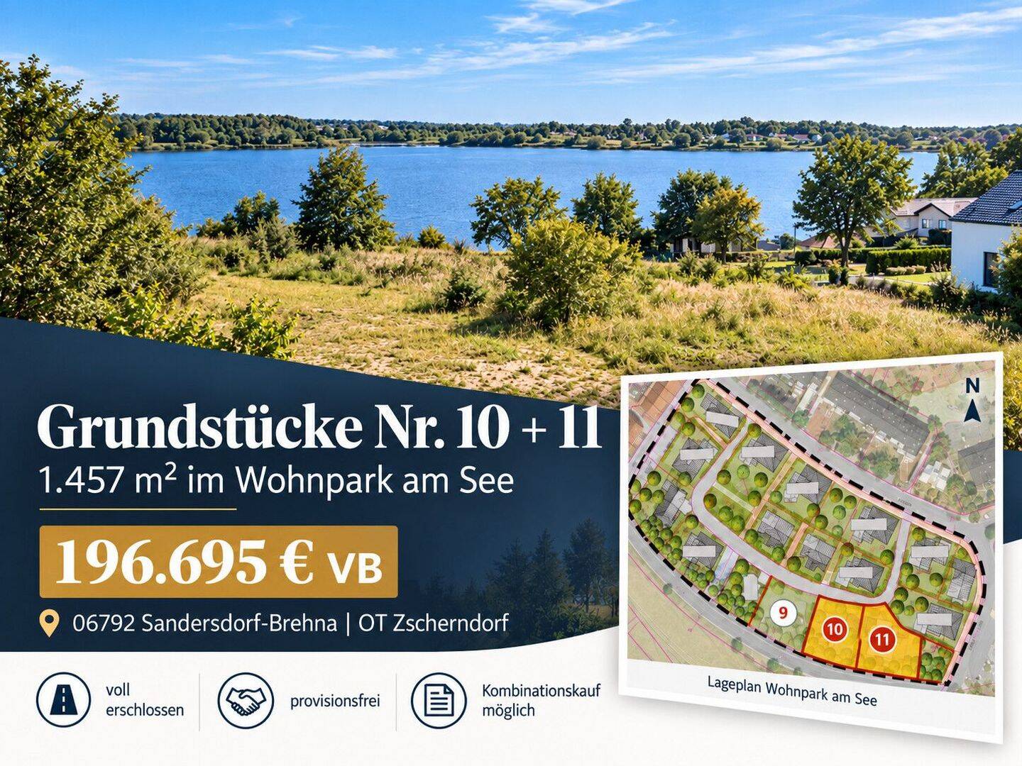 1.457 m² Baufläche im Wohnpark am See – zwei Grundstücke, 6794 Sandersdorf-Brehna