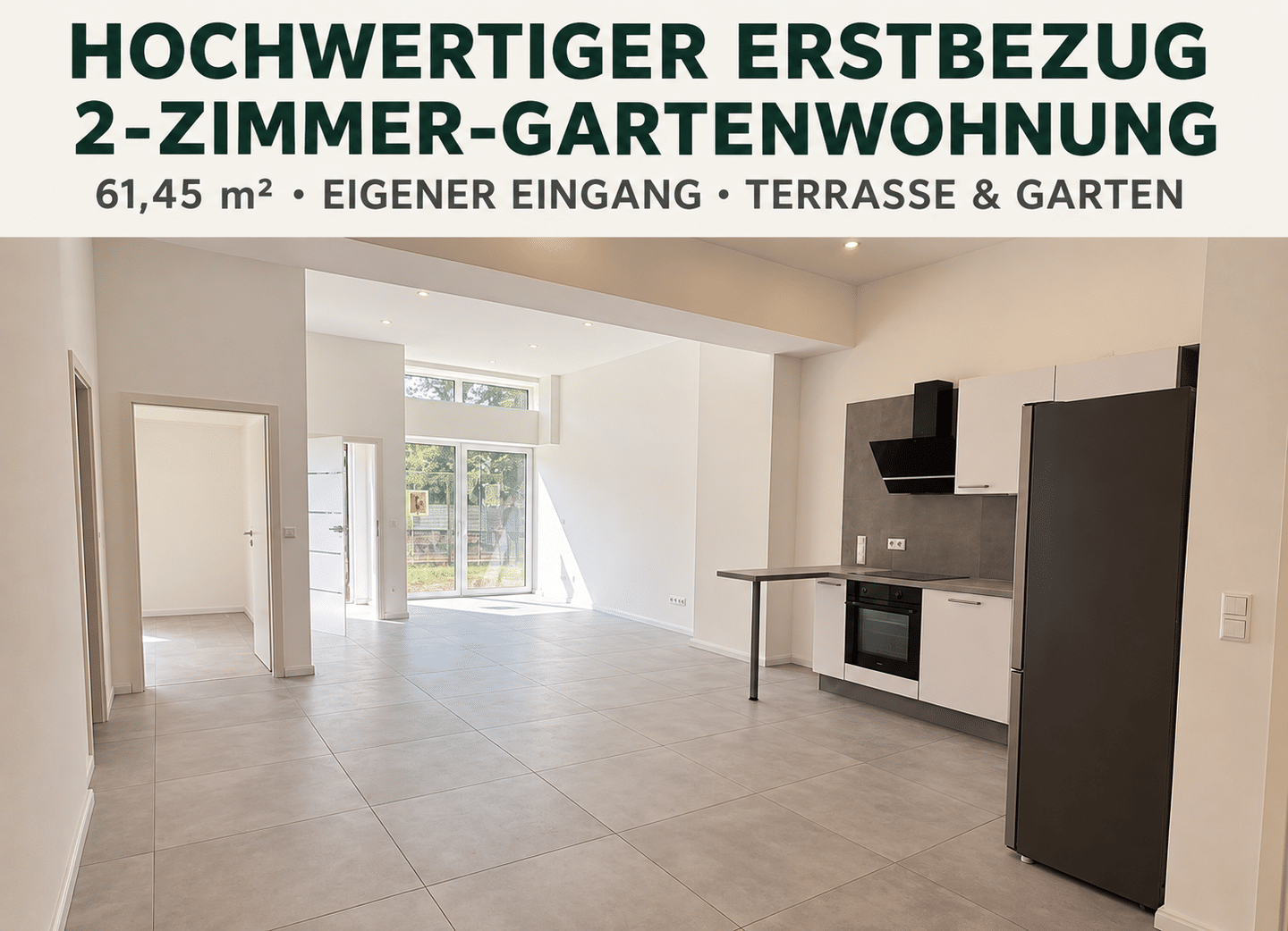 Hochwertiger Erstbezug: 2-Zimmer-Gartenwohnung mit eigenem Eingang, Terrasse & EBK, 30657 Hannover
