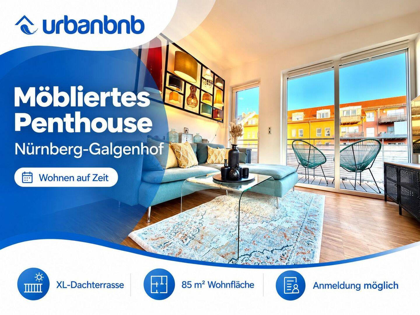 Wohnen auf Zeit Nürnberg: Penthouse mit XL-Dachterrasse, 90459 Nürnberg