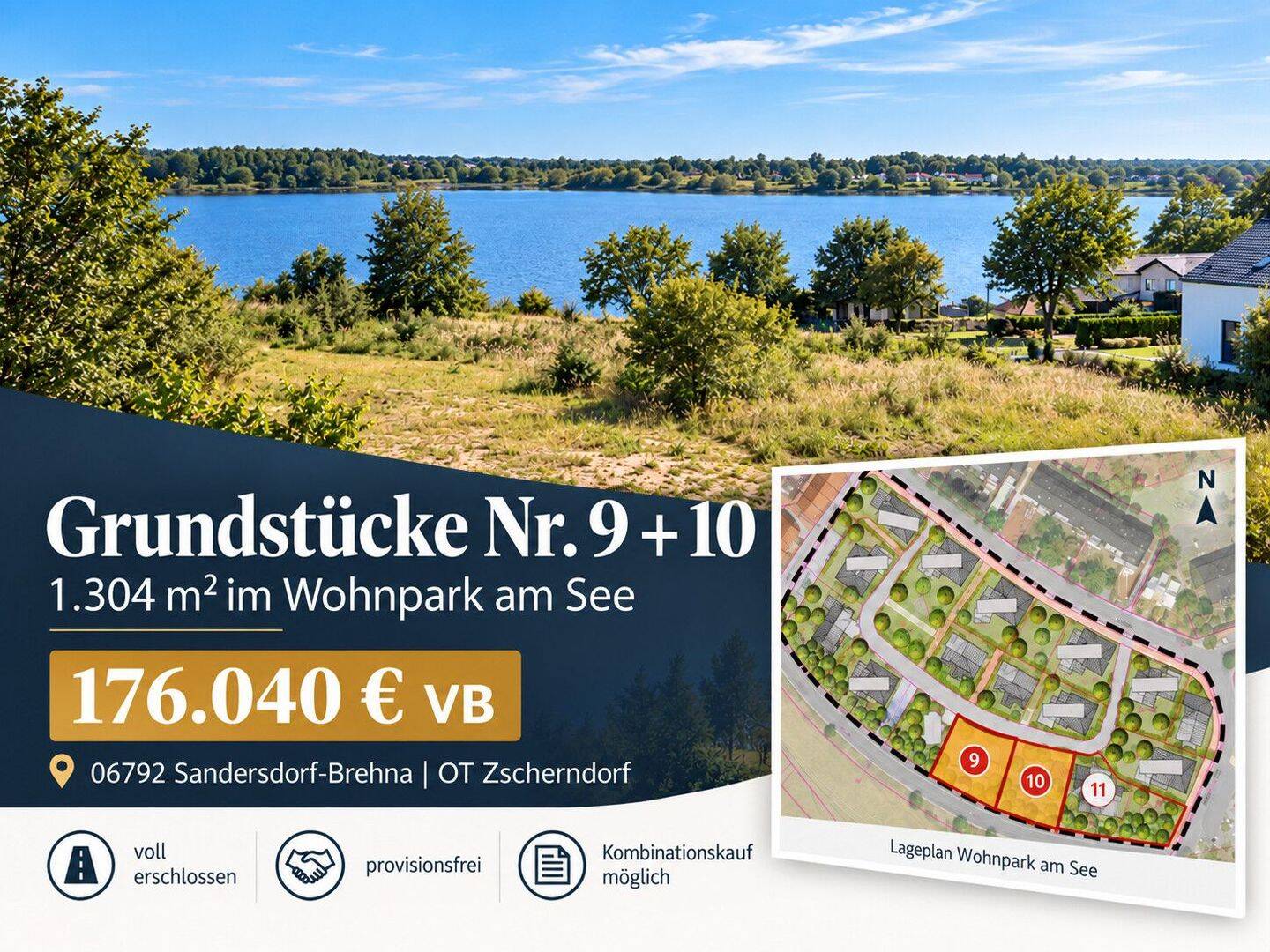 1.304 m² Baufläche im Wohnpark am See – zwei Grundstücke, 6794 Sandersdorf-Brehna