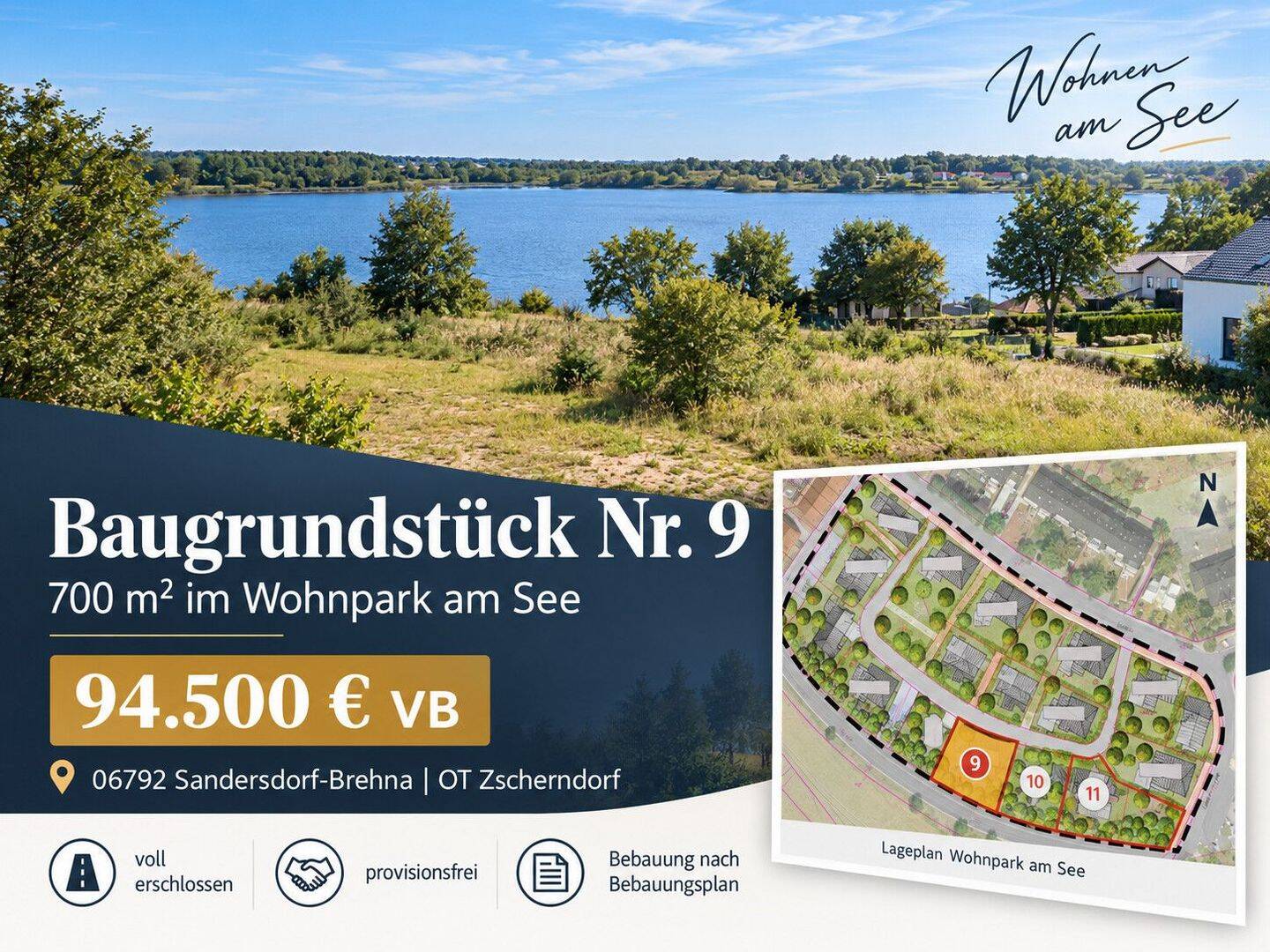 700 m² Baugrundstück im Wohnpark am See – Zscherndorf, 6794 Sandersdorf-Brehna