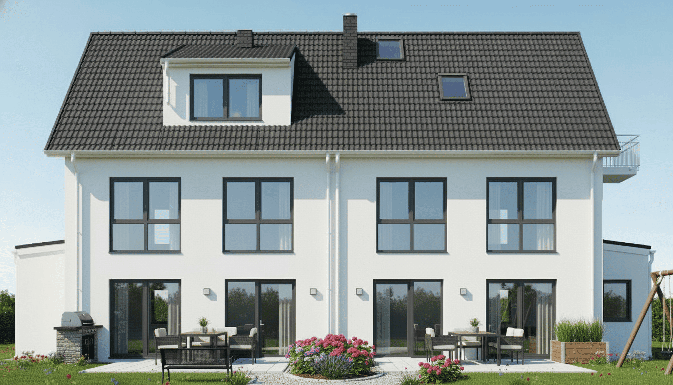 Überschrift: Phantastische Neubau-DHH für die ganze Familie im Grünen, 82335 Berg