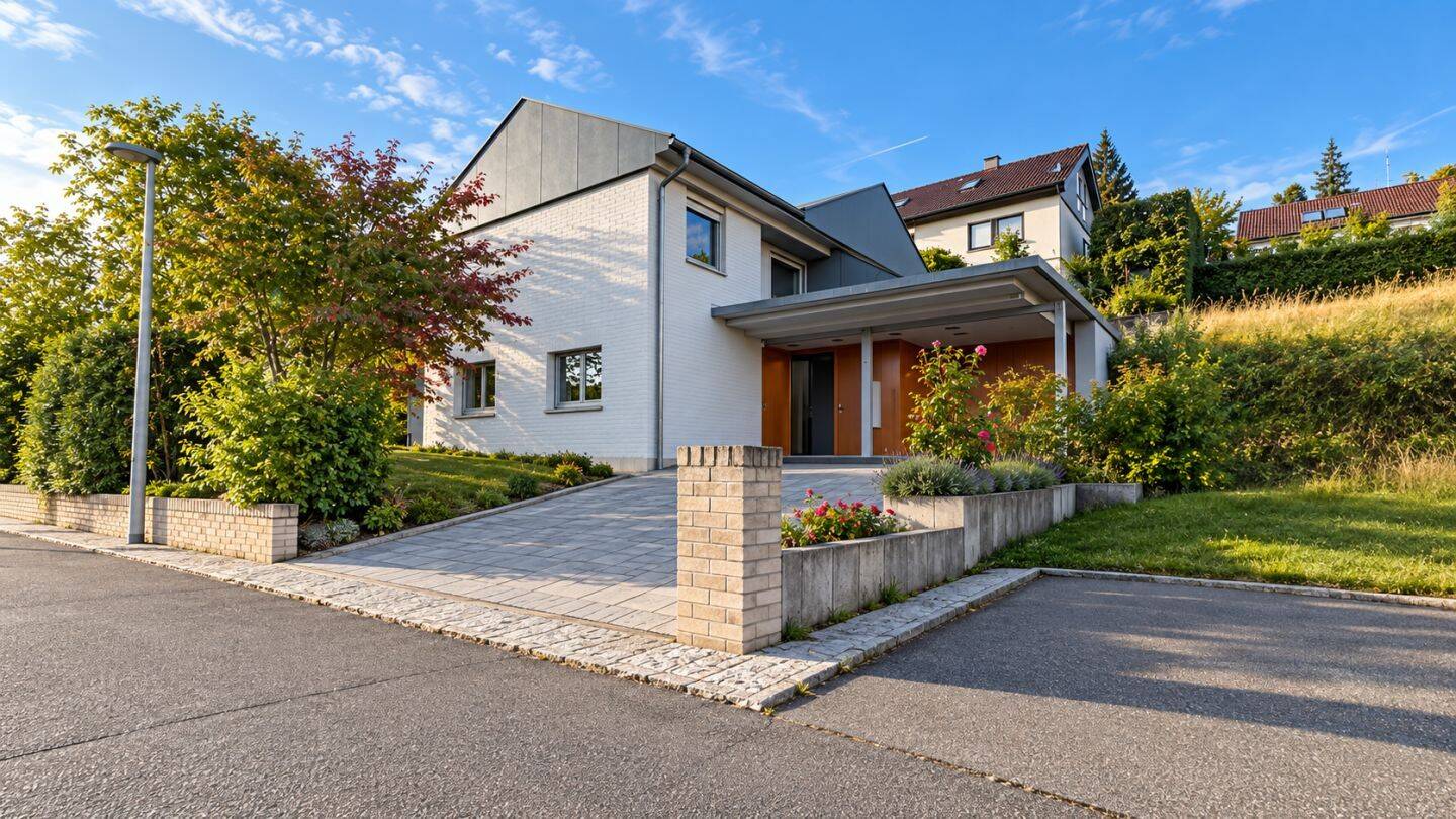 Architektur, Raum und Privatsphäre – außergewöhnliches Zuhause mit Garten und Loggia in Weissach, 71287 Weissach