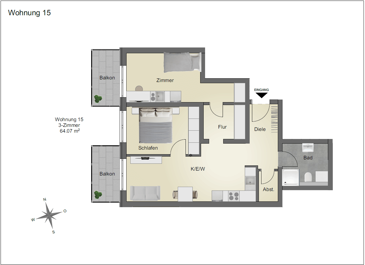 3-Zimmer Neubau Wohnung zu Vermieten, 78056 Villingen-Schwenningen