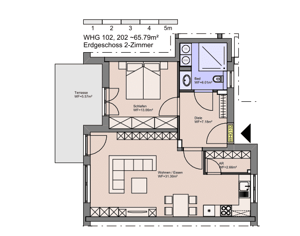 2 Zimmer Erdgeschosswohnung, 90584 Allersberg