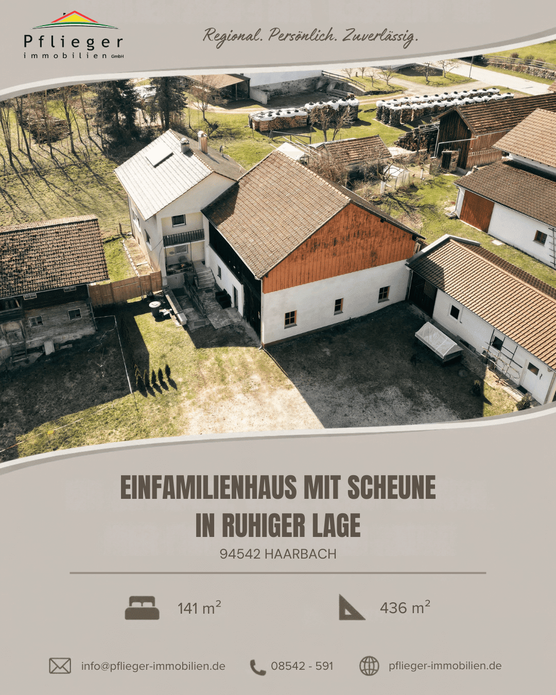 Einfamilienhaus mit Scheune in ruhiger Lage, 94542 Haarbach