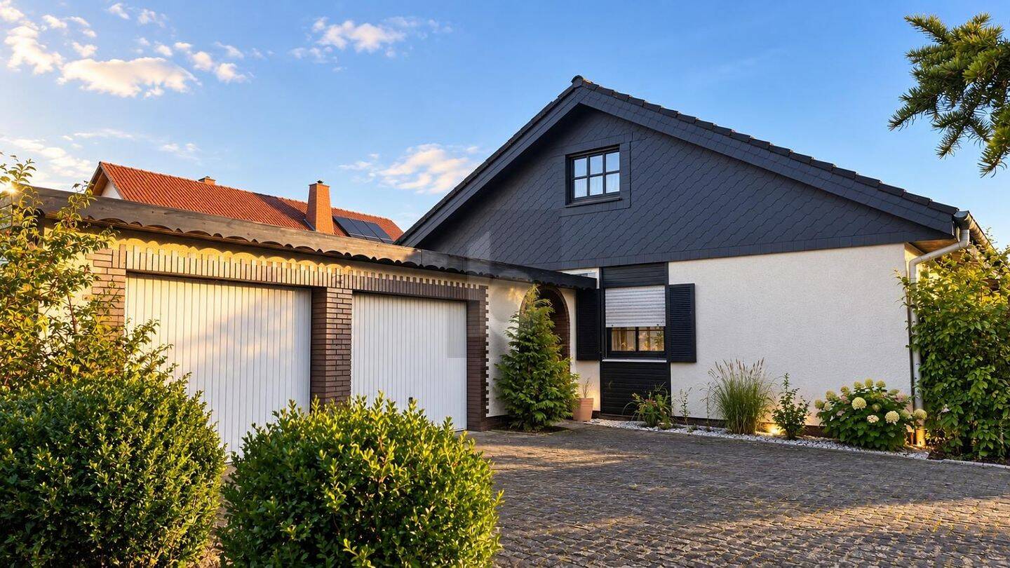 GARTEN, TERRASSE, DOPPELGARAGE UND PV-ANLAGE, 34323 Malsfeld
