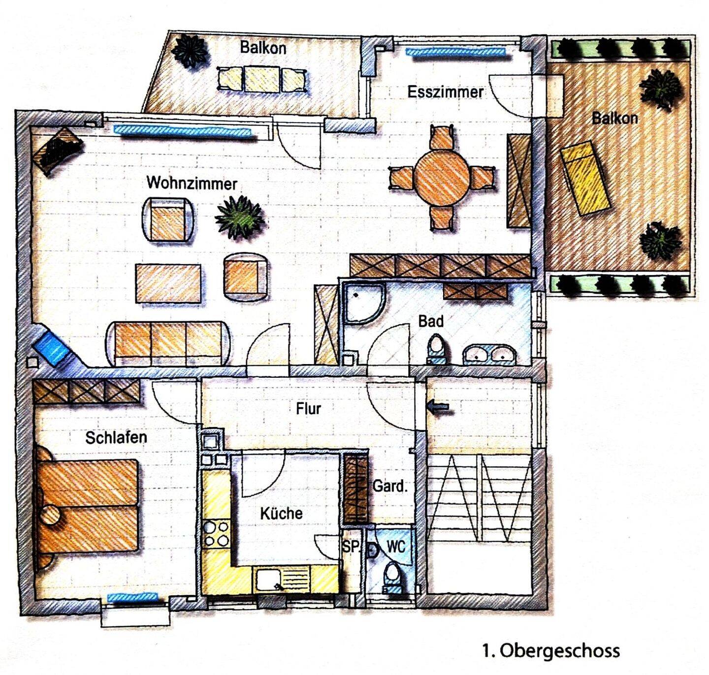 Helle 2-Zimmer-Wohnung mit zwei Balkonen, Gartenanteil und Kamin in Kassel-Jungfernkopf, 34128 Kassel (Harleshausen Jungfernkopf Kirchditmold)
