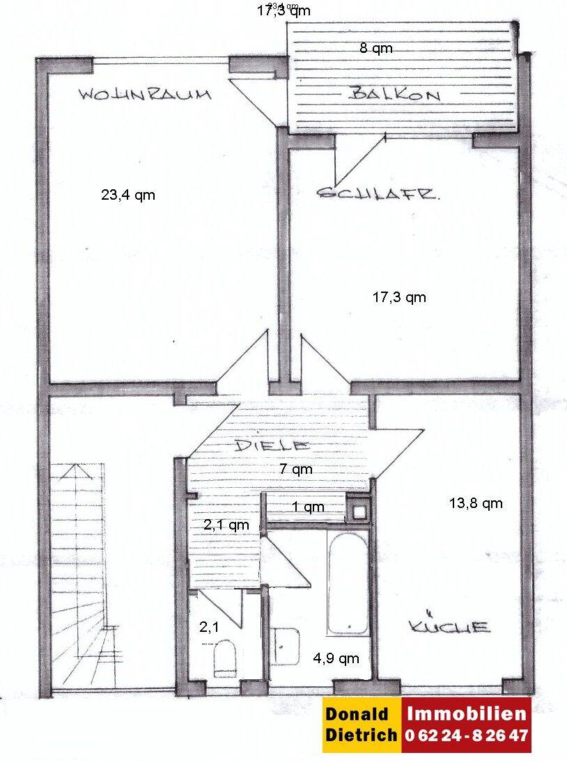 Wiesloch Nord, 1.Dez.frei! 2 ZKB-Whg., 1.OG wfl. 70², Garage,Loggia, Laminat, Kaltmiete 750.-€ zzgl. NK 180.-€, Kaution 2 MM Kaltmiete, 69168 Wiesloch