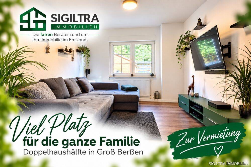 Familienfreundliches Wohnen:  Top-sanierte Doppelhaushälfte mit Garten und Terrasse, 49777 Groß Berßen