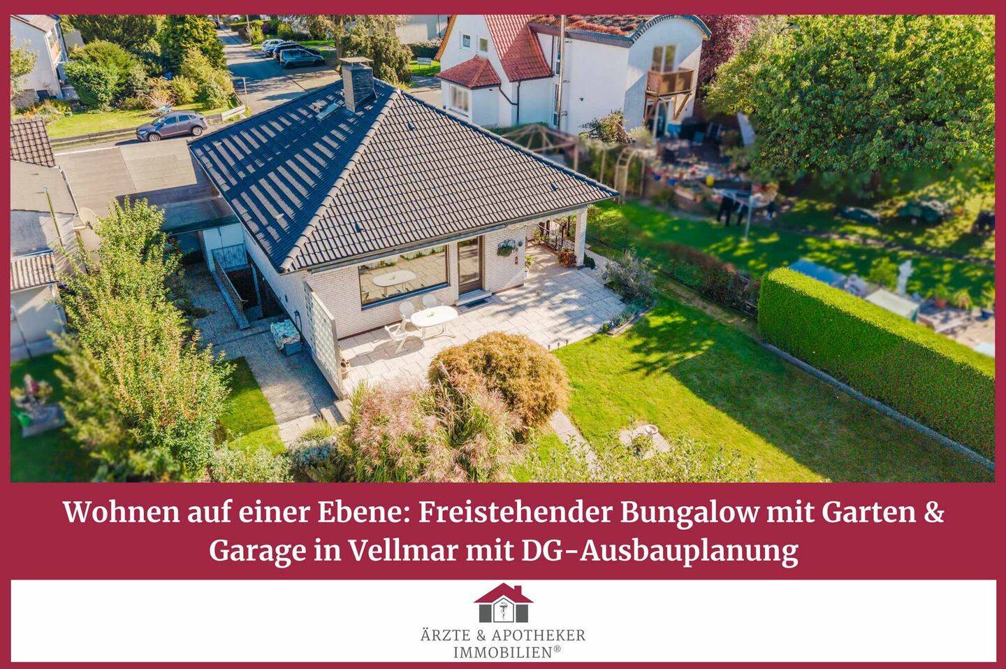 Wohnen auf einer Ebene: Freistehender Bungalow mit Garten & Garage in Vellmar mit DG-Ausbauplanung, 34246 Vellmar (Hof Mondschirm)