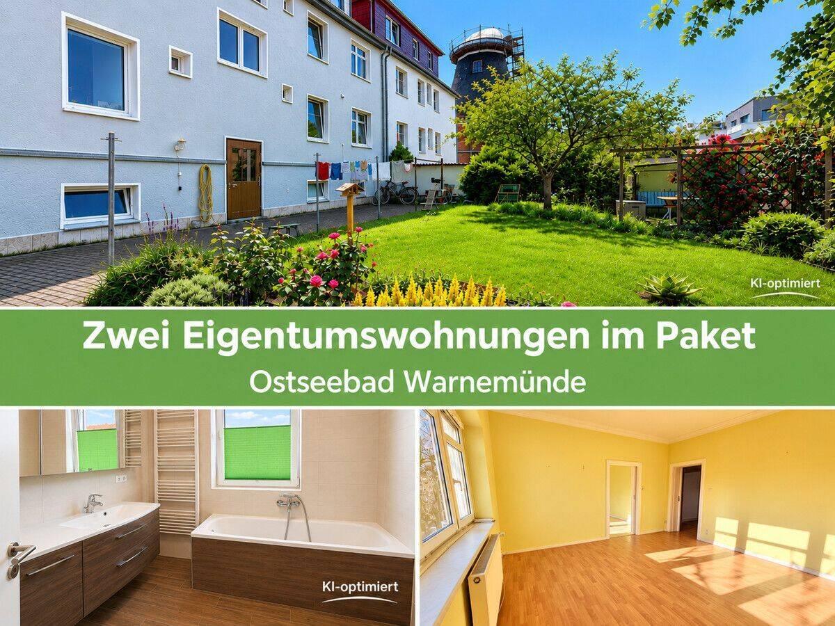 Zwei Eigentumswohnungen im Paket – vermietet und bezugsfrei & strandnah in Warnemünde, 18119 Rostock (Diedrichshagen Hohe Düne Seebad Warnemünde)