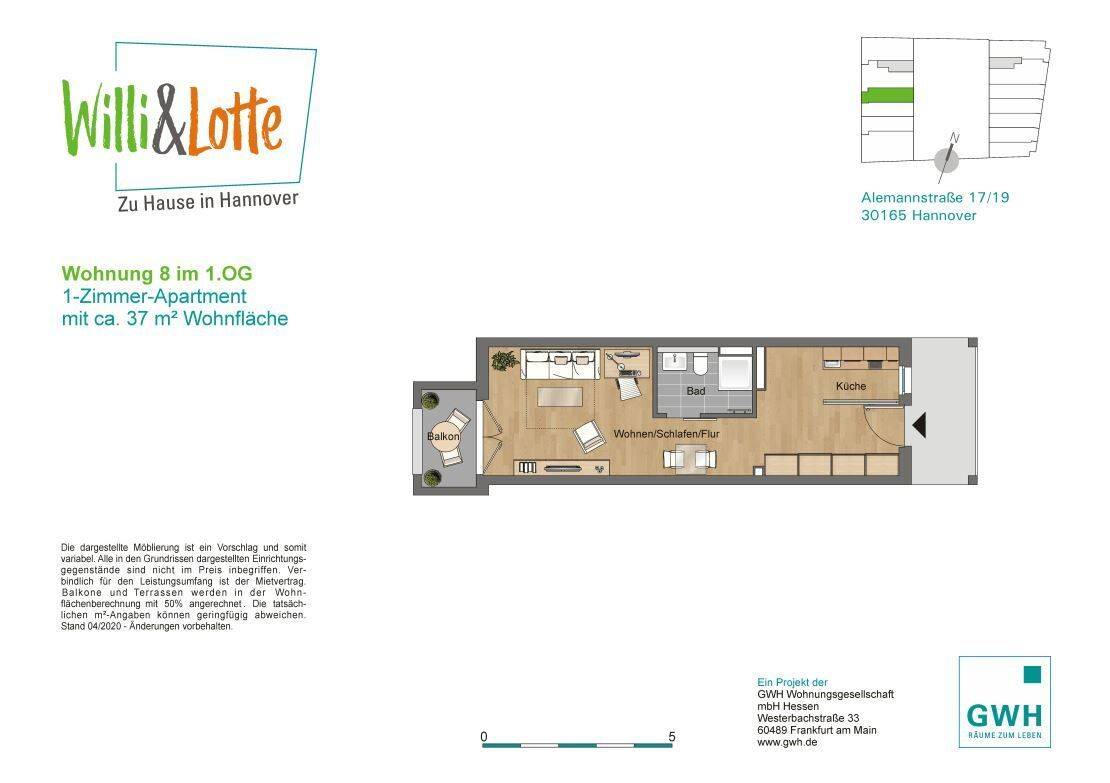 Charmante 1 ZKB Wohnung in bevorzugter Lage, NEUBAU!, 30165 Hannover