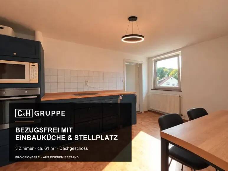 Bezugsfreie 3-Zimmer-DG Wohnung mit Einbauküche und Stellplatz, 88400 Biberach an der Riß