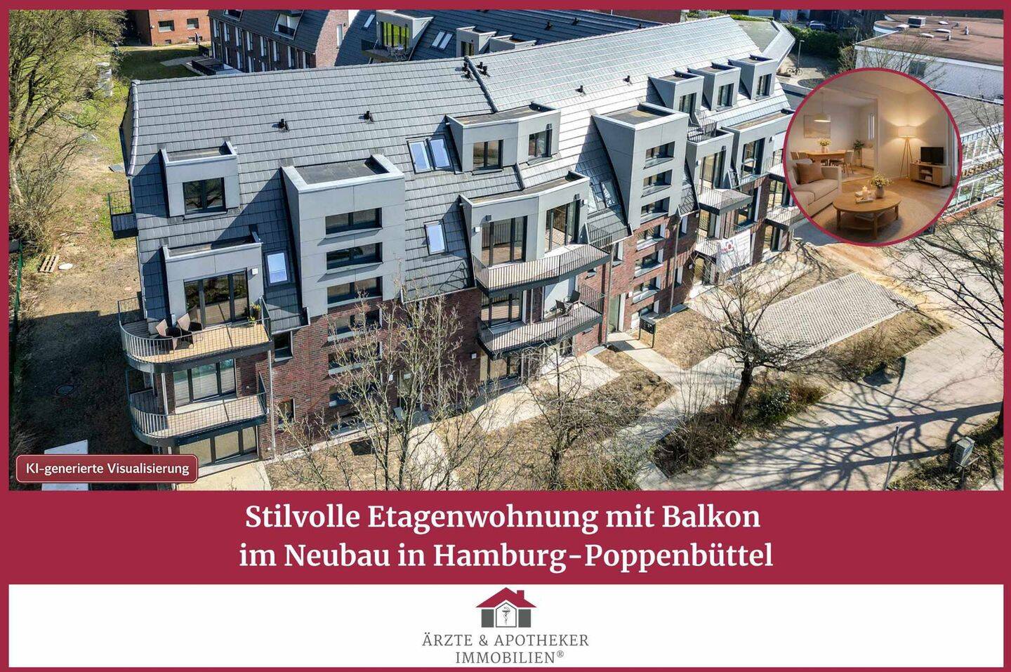 Stilvolle Etagenwohnung mit Balkon im Neubau in Hamburg-Poppenbüttel, 22399 Hamburg (Wandsbek Hummelsbüttel Lemsahl-Mellingstedt Poppenbüttel)