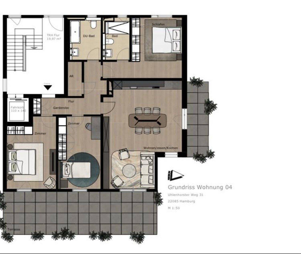Erdgeschoss Familienwohnung mit eigenem Garten nahe der Alster, 22085 Hamburg (Hamburg-Nord Barmbek-Süd Uhlenhorst)
