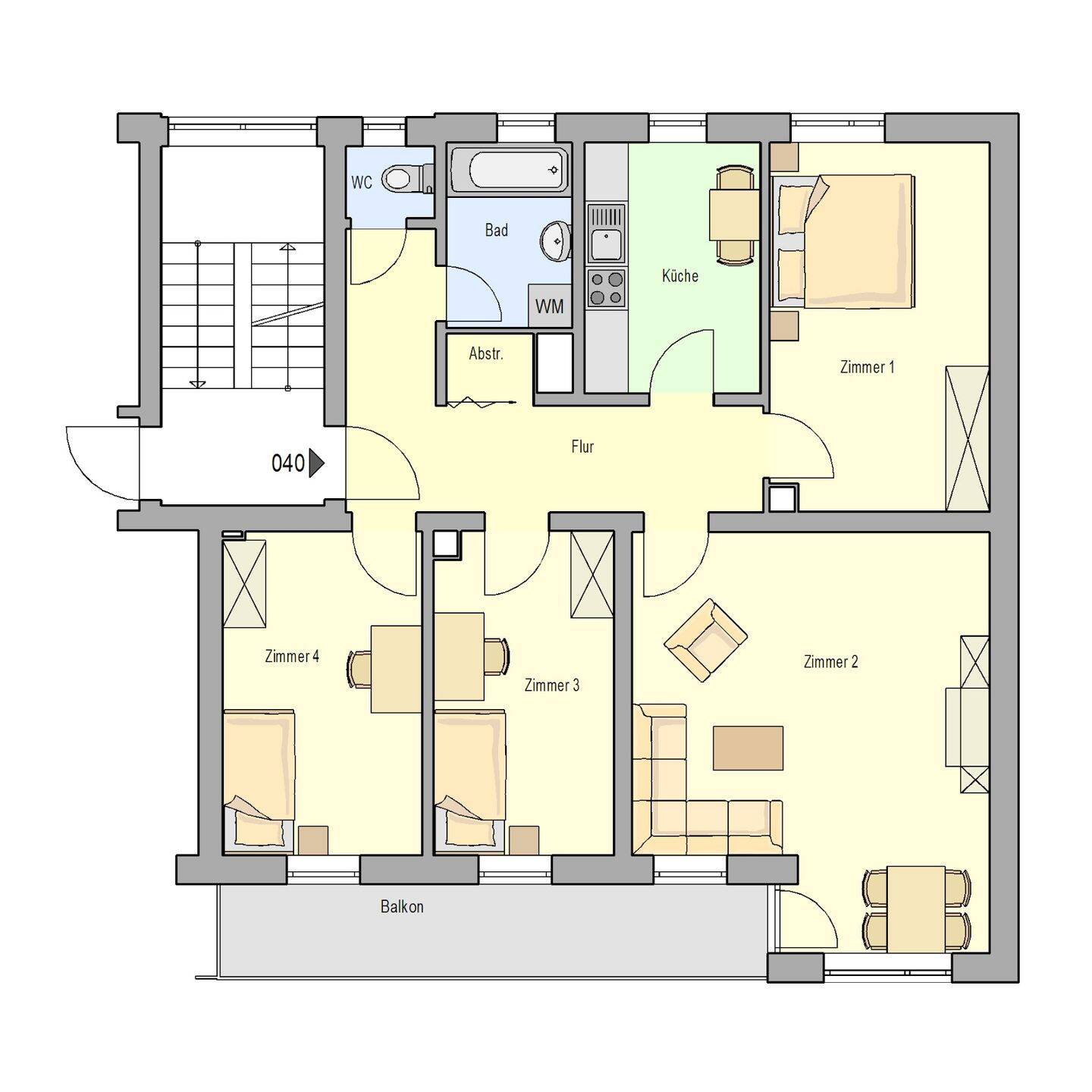 Renov.4-Zi.-Whg., Balkon/4.OG, ohne Aufzug, 92 qm, frei ab 01.02.2027, St. Leonhard, 90439 Nürnberg (Großreuth bei Schweinau Schweinau Sankt Leonhard Sündersbühl)