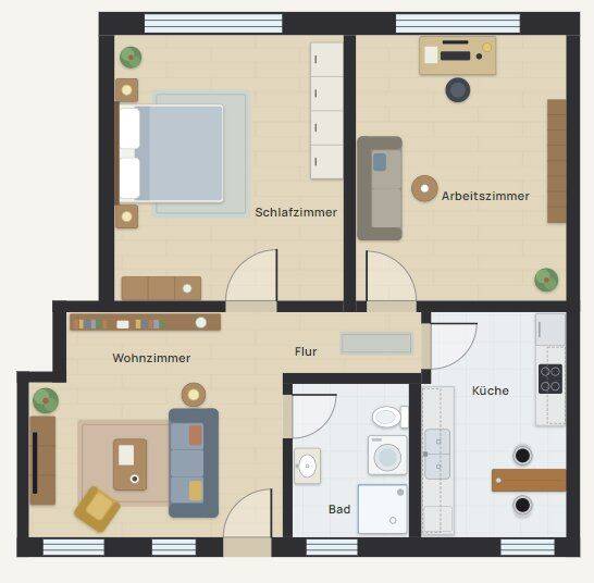 Helle 2,5 Zimmer-Wohnung in Wöhrd, 90489 Nürnberg (Gärten bei Wöhrd Rennweg Veilhof Wöhrd)