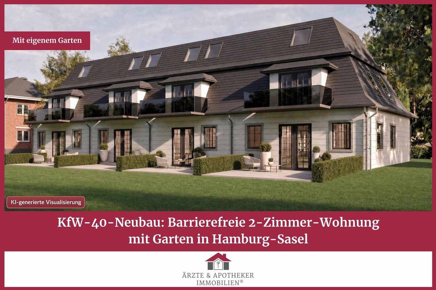KfW-40-Neubau: Barrierefreie 2-Zimmer-Wohnung mit Garten in Hamburg-Sasel, 22393 Hamburg (Wandsbek Bramfeld Poppenbüttel Sasel Wellingsbüttel)