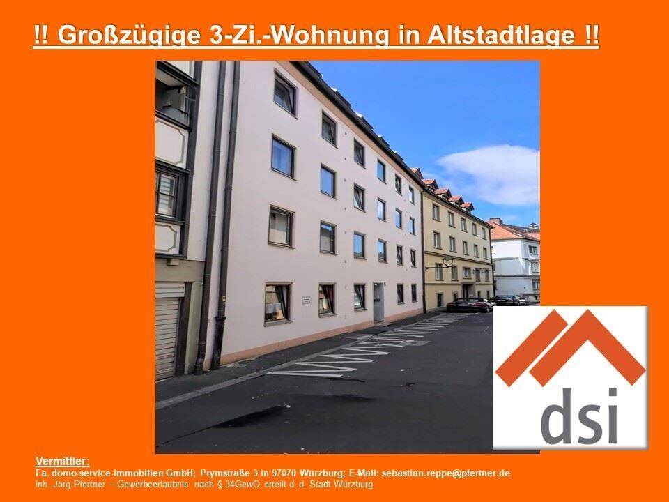 „Großzügige 3-Zimmer-Wohnung in zentraler Altstadtlage“, 97070 Würzburg (Altstadt)