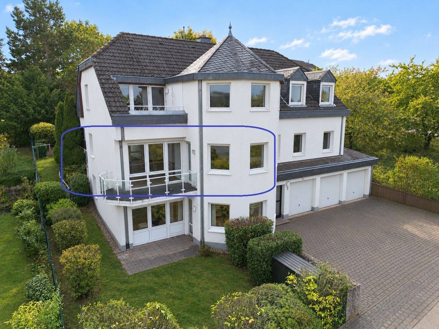 3-Zimmer-Gartenwohnung mit Balkon, Terrasse, Fernblick und Garage, 54329 Konz