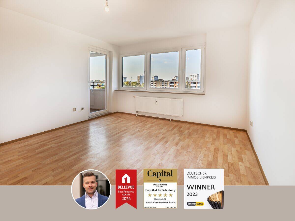 Wohnen mit Weitblick – 2-Zimmer-Wohnung mit Aufzug und Nord-West-Balkon, 90471 Nürnberg (Dutzendteich Langwasser Neuselsbrunn Stadion Zollhaus)