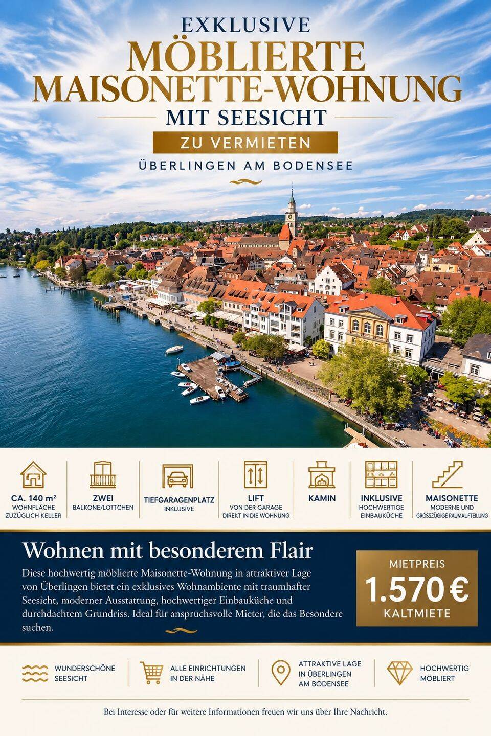 Maisonette-Wohnung mit Seesicht zu vermieten, 88662 Überlingen
