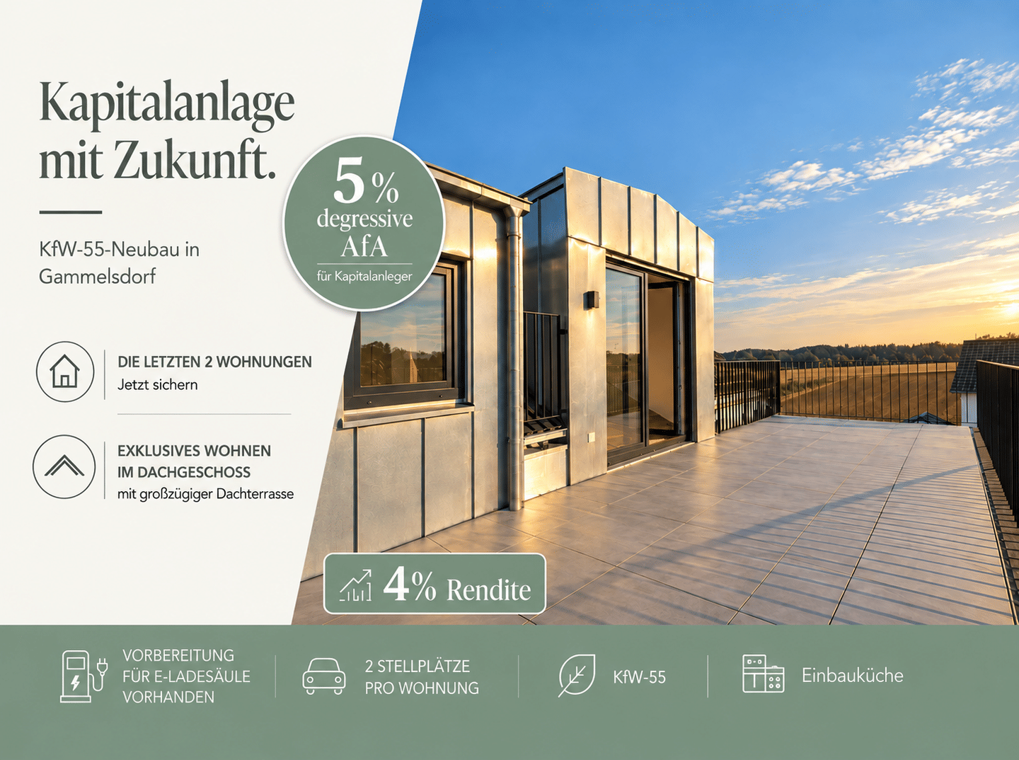 Moderne 2-Zimmer-Neubauwohnung mit Dachterrasse, 85408 Gammelsdorf