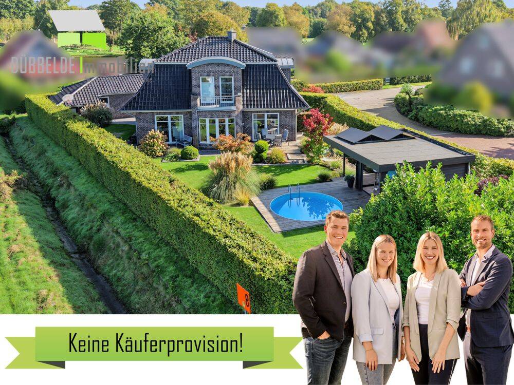 Direkt einziehen und wohlfühlen! Exklusives Einfamilienhaus mit Pool in Sackgassenlage, 26689 Apen