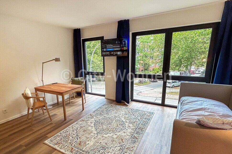 Schickes, voll möbliertes Studio in Neubau in Hamburg-Wandsbek, 22041 Hamburg (Wandsbek Marienthal Tonndorf)