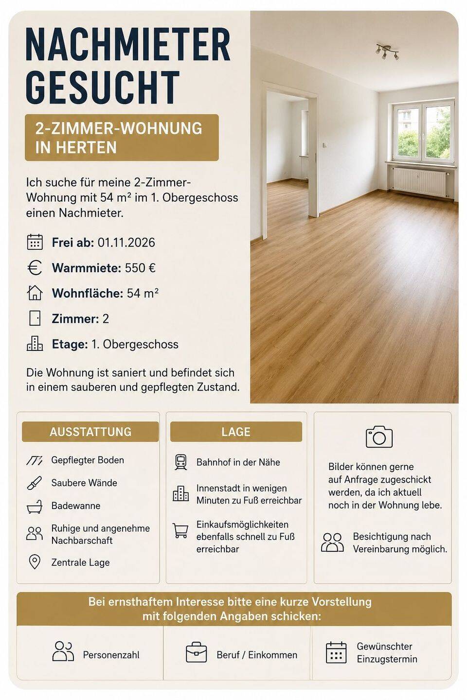Nachmieter gesucht, 45699 Herten