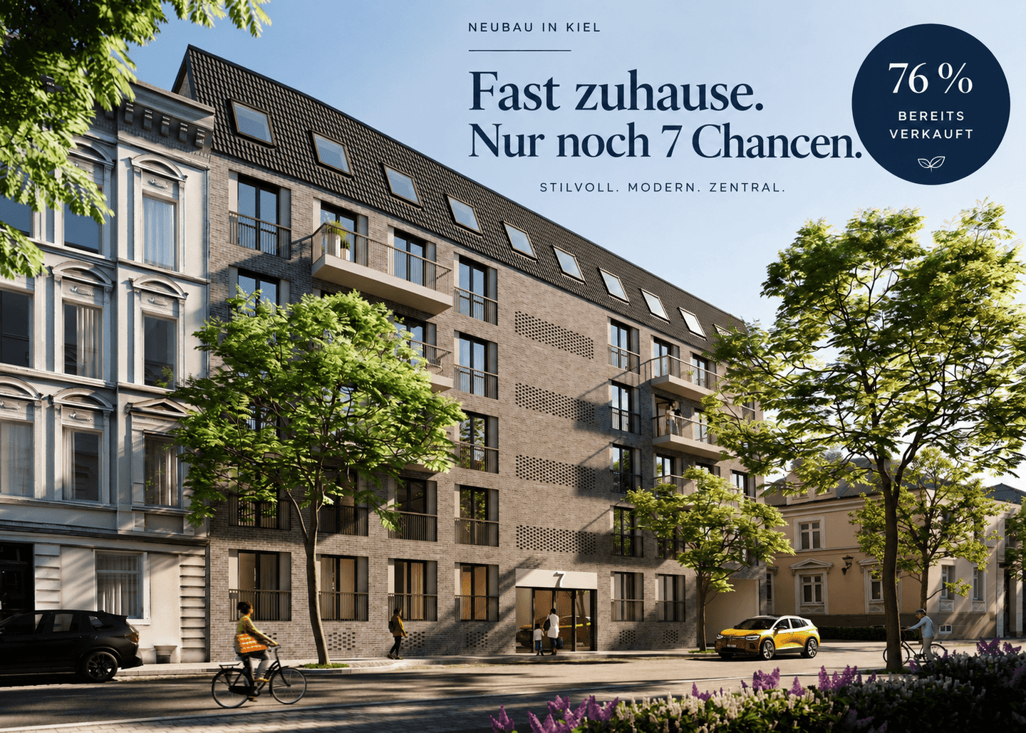 Letzte 3-Zimmer-Wohnung im 3. Obergeschoss – großer Balkon, helle Räume, modern und nachhaltig, 24114 Kiel (Südfriedhof)