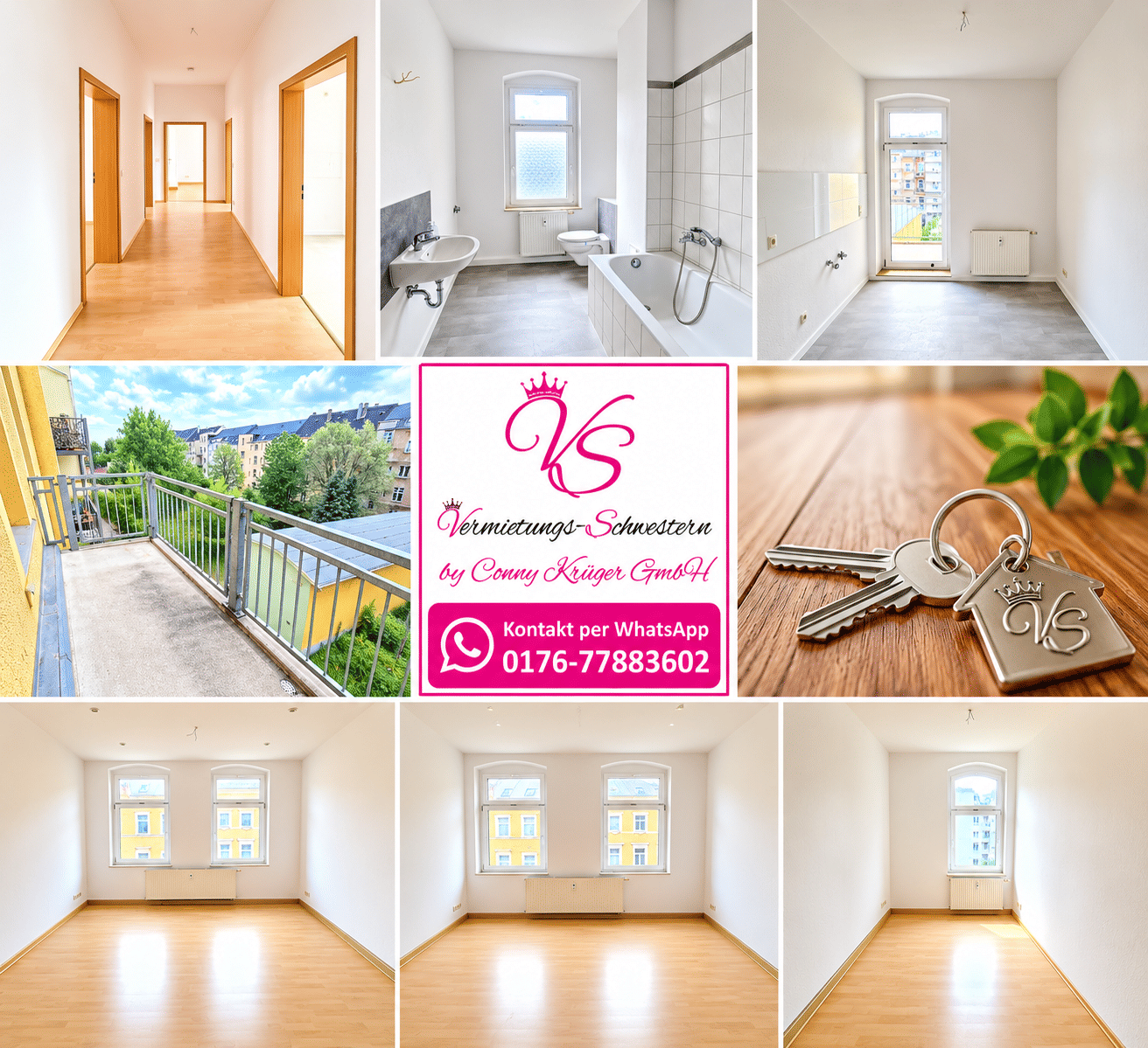 WG-geeignet 3-Zimmer-Wohnung mit Balkon in Chemnitz, 9130 Chemnitz (Hilbersdorf Sonnenberg Yorckgebiet Zentrum)
