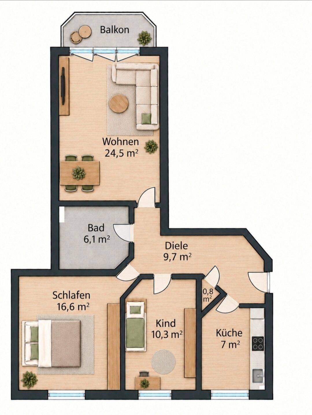 Erstbezug nach Komplettsanierung, 3 Zimmer + EBK + Walk-In-Dusche, 19075 Pampow