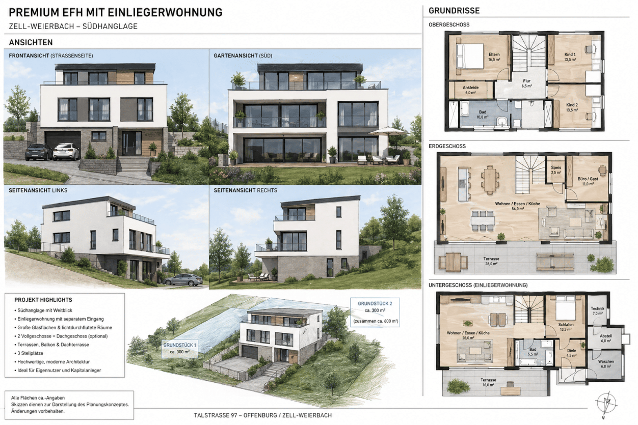 Baugrundstück in exponierter Südhanglage mit unverbaubarer Aussicht, 77654 Offenburg