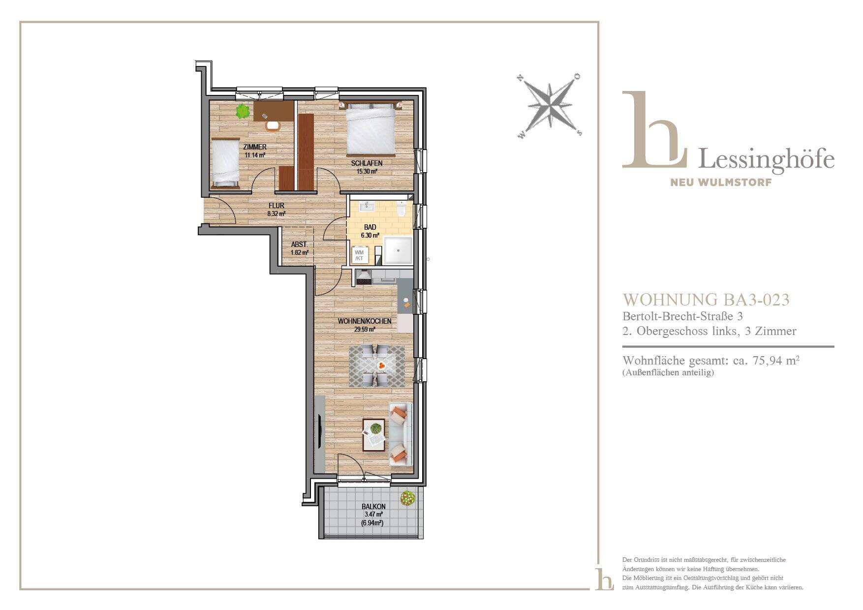 LESSINGHÖFE! Tolle 3-Zimmer-Wohnung, 21629 Neu Wulmstorf