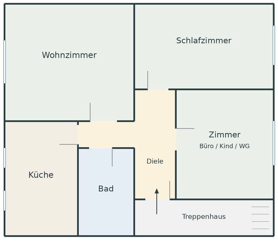 3-Zimmer-Altbauwohnung mit Einbauküche und großen Fenstern, 41179 Mönchengladbach