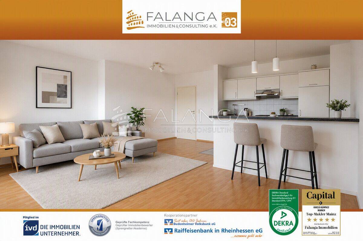 Falanga Immobilien -Ihre Chance in Mainz-Kastel! Wohnglück mit Sonnenbalkon und Weitblick!, 55252 Wiesbaden (Mainz-Kastel)