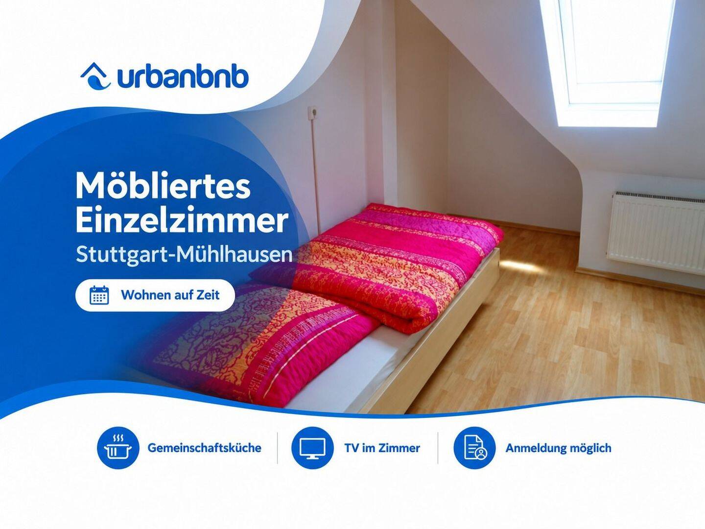 Einzelzimmer für Wohnen auf Zeit in Stuttgart-Mühlhausen, 70378 Stuttgart