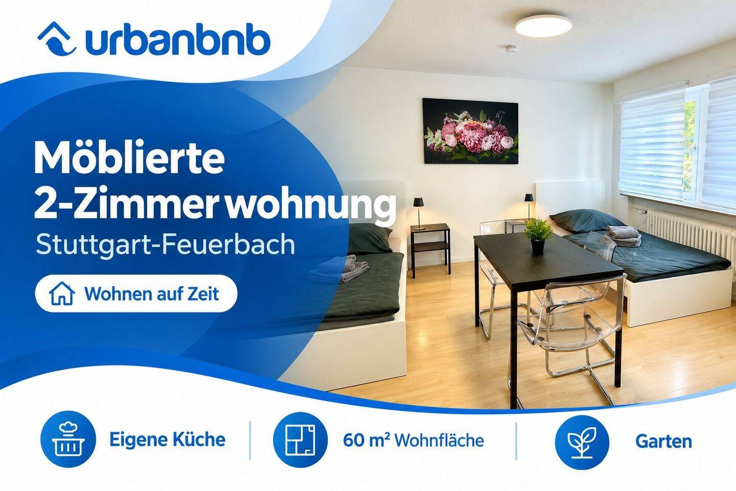 Möblierte Wohnung in Stuttgart ab 1 Monat- Wohnen auf Zeit, 70469 Stuttgart (Feuerbach Zuffenhausen)