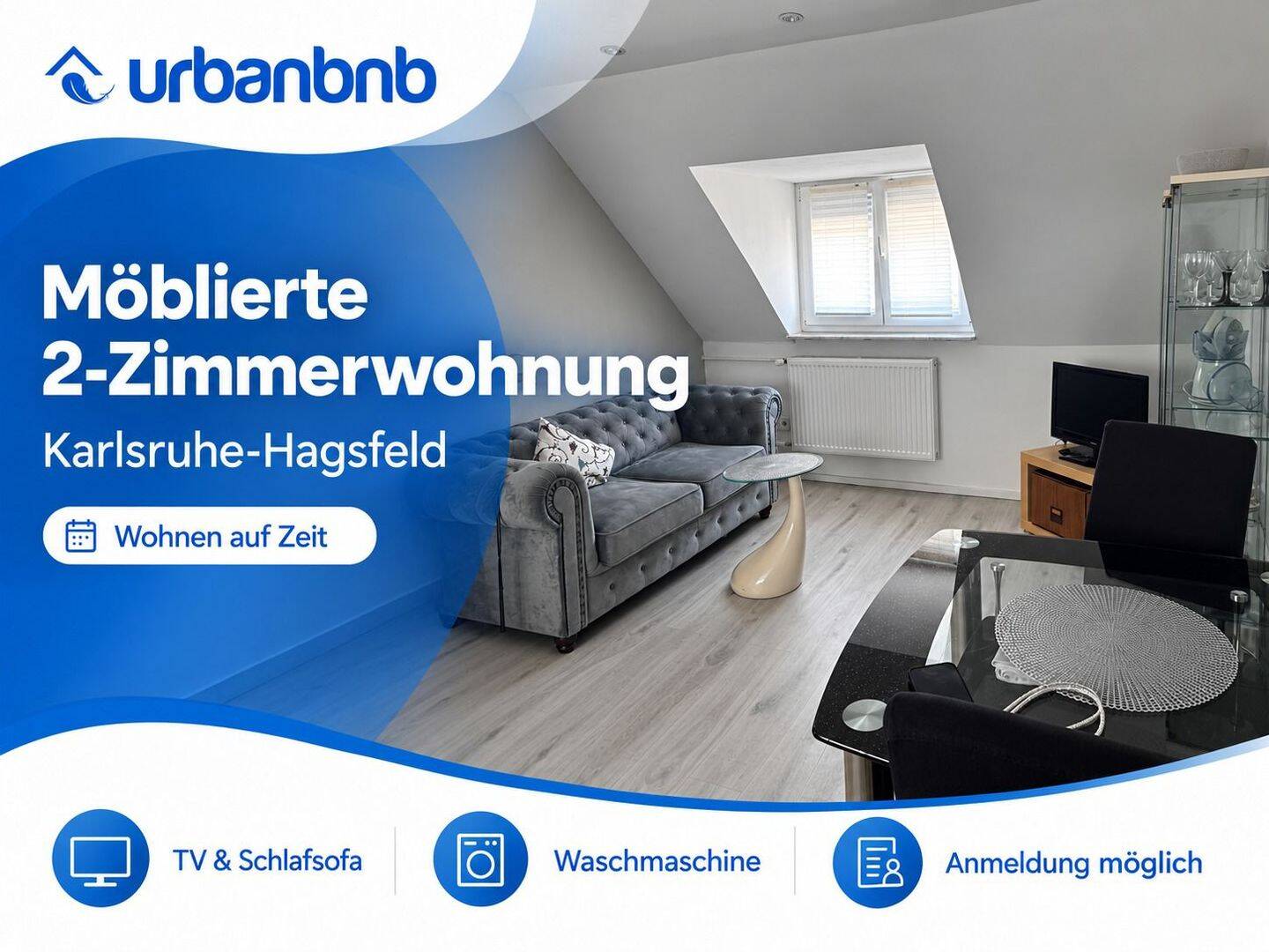 Wohnen auf Zeit mieten in Karlsruhe – möblierte 2-Zimmer-Wohnung buchen, 76139 Karlsruhe (Hagsfeld Rintheim Waldstadt)