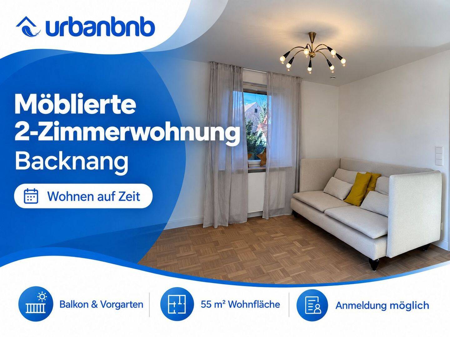 2-Zimmerwohnung mit Balkon in Backnang – Wohnen auf Zeit, 71522 Backnang
