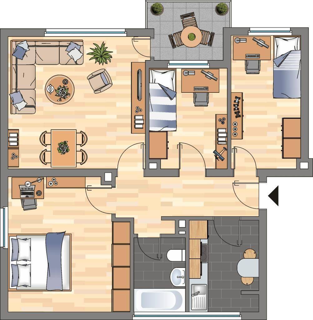 Demnächst frei! 4-Zimmer-Wohnung in Herne Bickern, 44649 Herne (Baukau-West Crange Röhlinghausen Wanne)