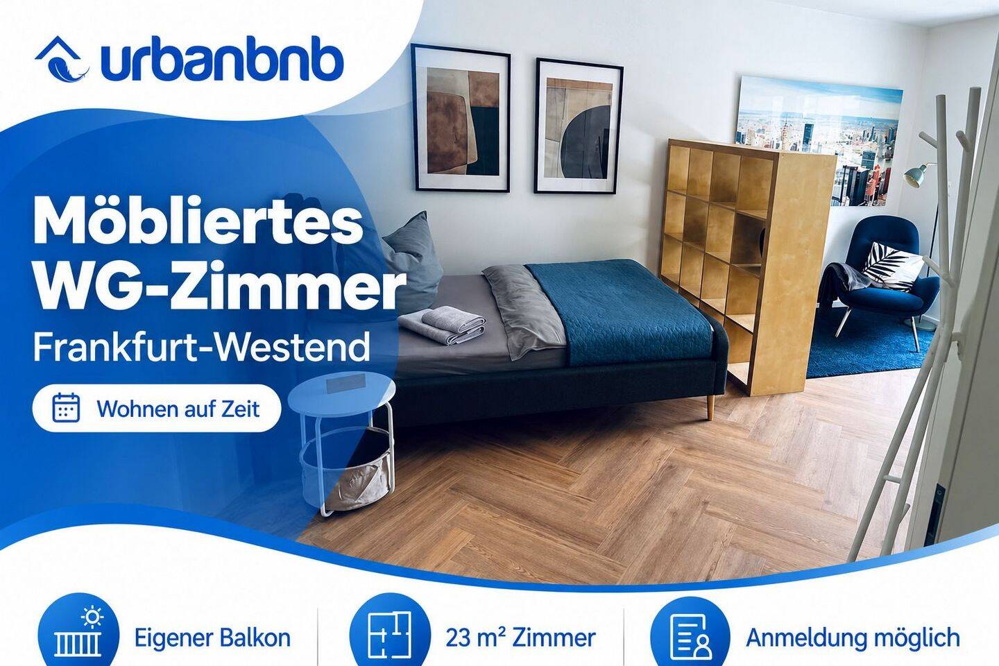 WG-Zimmer mit eigenem Balkon in Frankfurt-Westend – Wohnen auf Zeit, 60325 Frankfurt am Main (Bockenheim Gallus Westend-Süd)