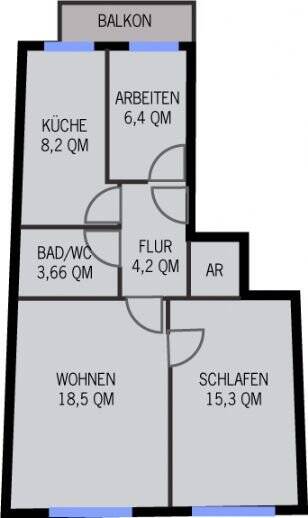 3 Zimmer-Wohnung, sonniger Balkon, neues Bad, Nähe Hauptbahnhof, 90459 Nürnberg