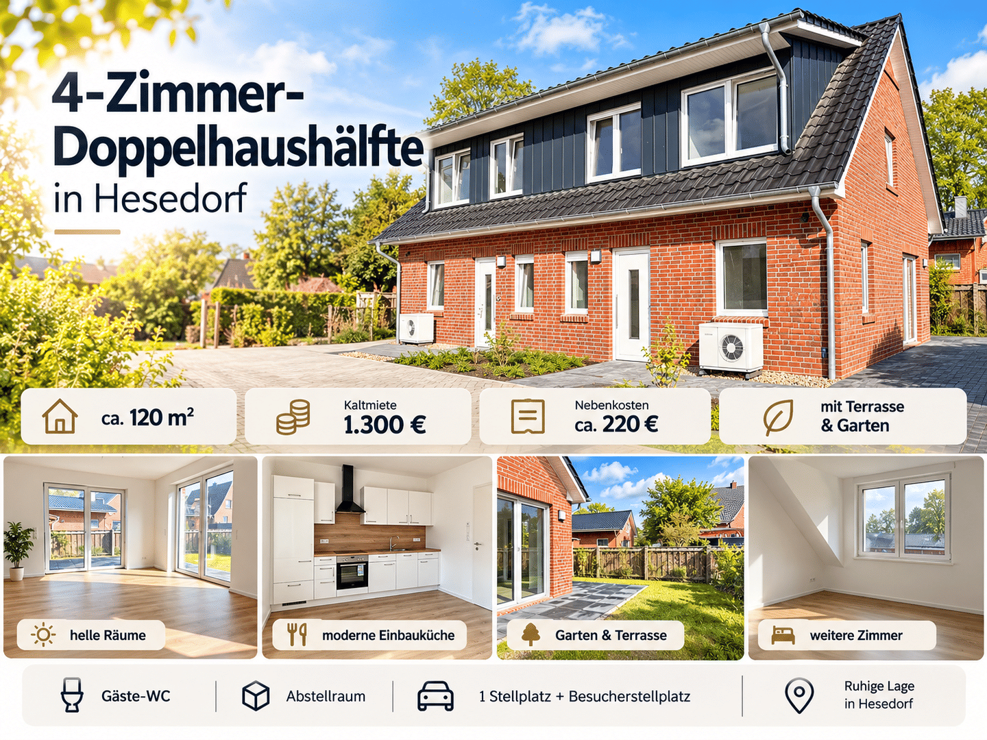 Moderne 4-Zimmer DHH mit Gartenanteil, 27404 Gyhum